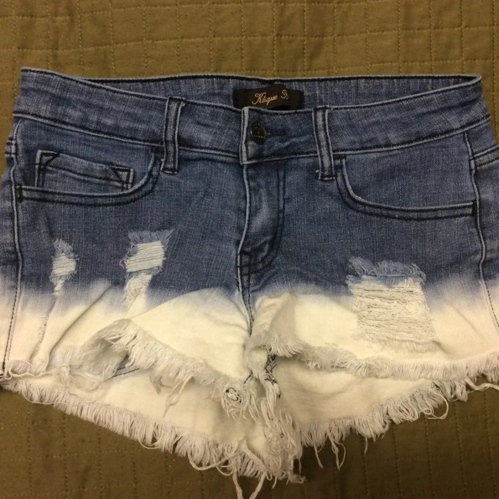 Klique B Bleach Dyed Jean Cutoff Shorts Small